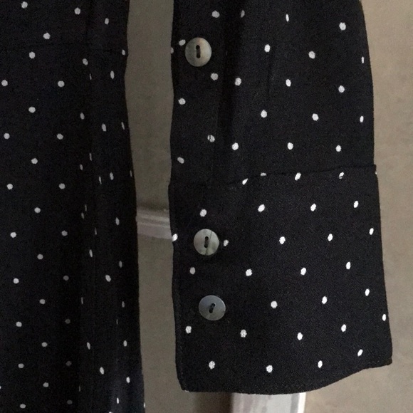 Black with dots trendy tunic button down top S - Picture 7 of 8